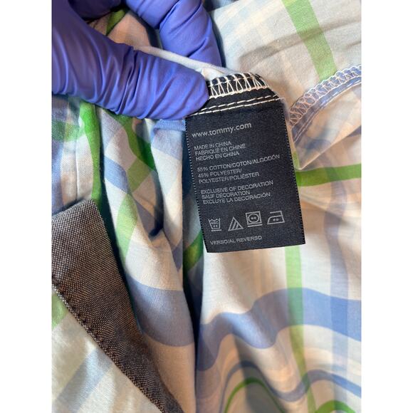 Boys Short Sleeve Tommy Hilfiger Blue Plaid Button Down Shirt 8 - Picture 4 of 5